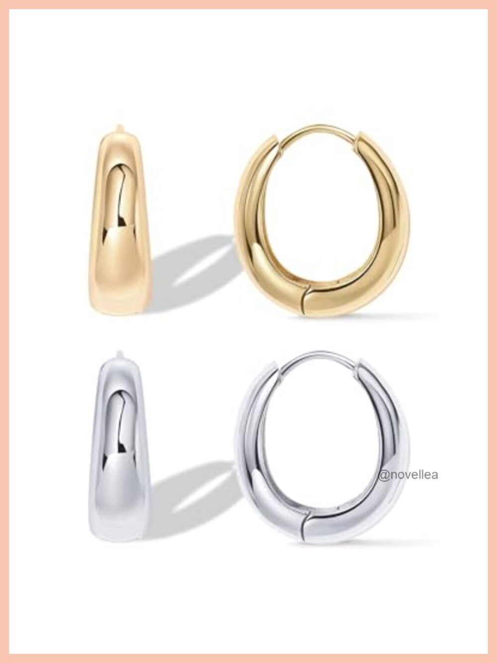 14K Gold Plated Chunky Hoop Earrings for Women 19mm Lightweight